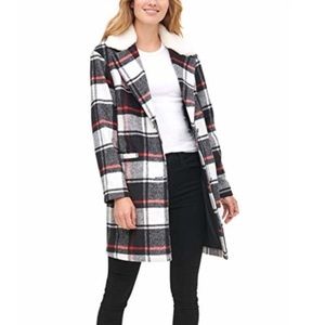Levi's Plaid Sherpa Collar Button Down Coat Size XL